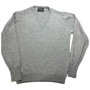 Pendleton 100% Cashmere Sweater Mens M Gray V Neck Sir Pendleton Wool USA